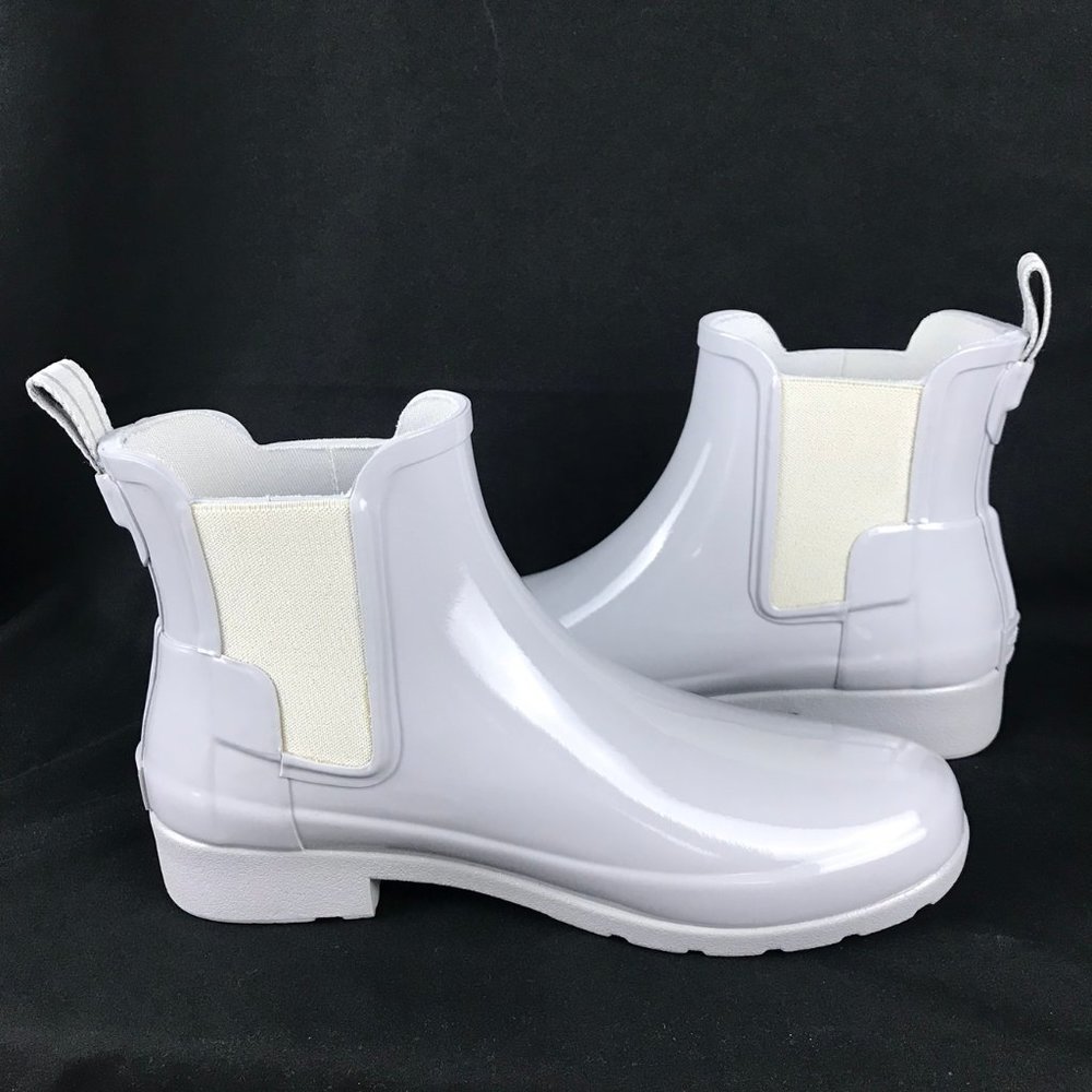 Hunter Boots White Glossy Chelsea Booties NEW Sz 6 - Picture 5 of 8